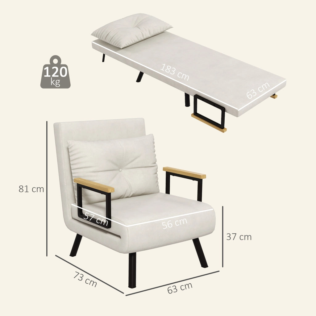 Poltrona relax stile scandinavo reclinabile con cuscino ¨C Xylo ¨C crema