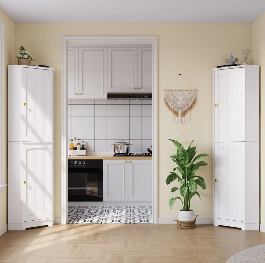 Mobile angolare alto in MDF bianco 42x42x166 cm