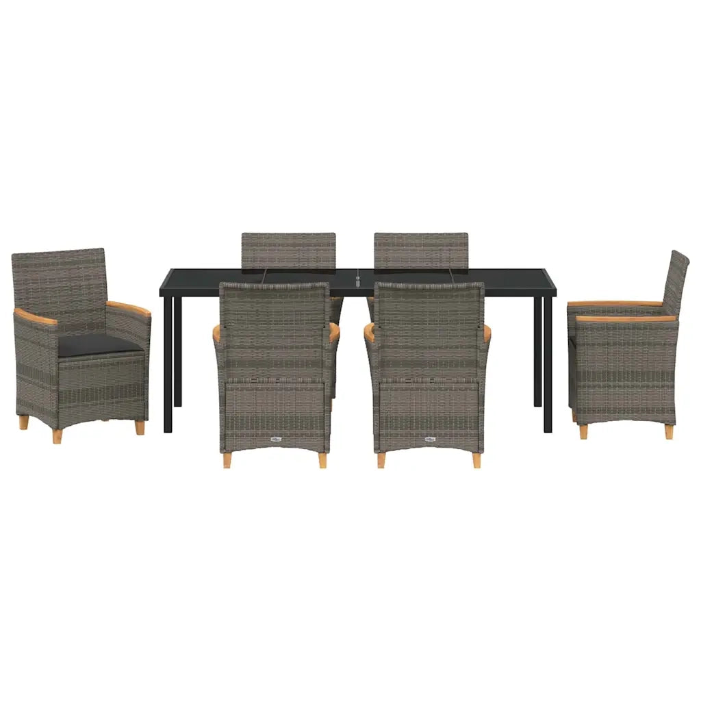 Set da Pranzo per Giardino 7 pcs Grigio polyrattan 3381098