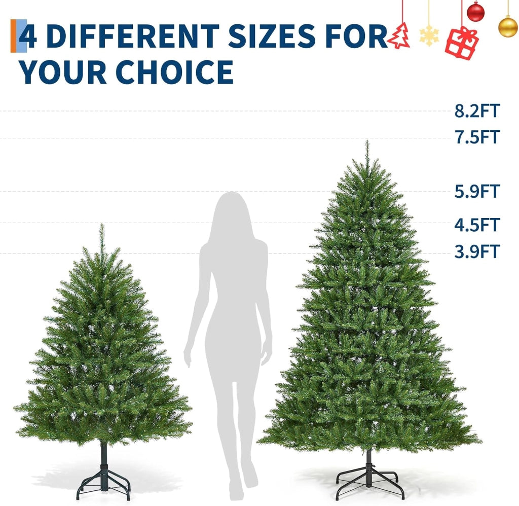 Albero di Natale Verde 135cm con 200 LED Mix PE e PVC 732 Punte e Supporto in Metallo