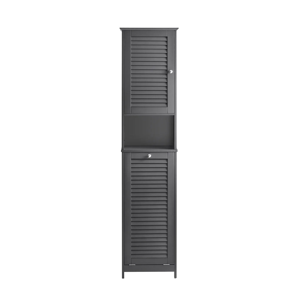 Mobiletto bagno salvaspazio stretto Mobile bagno colonna con portabiancheria mobile lavanderia Grigio L40xP37xA170 cm BZR124-DG