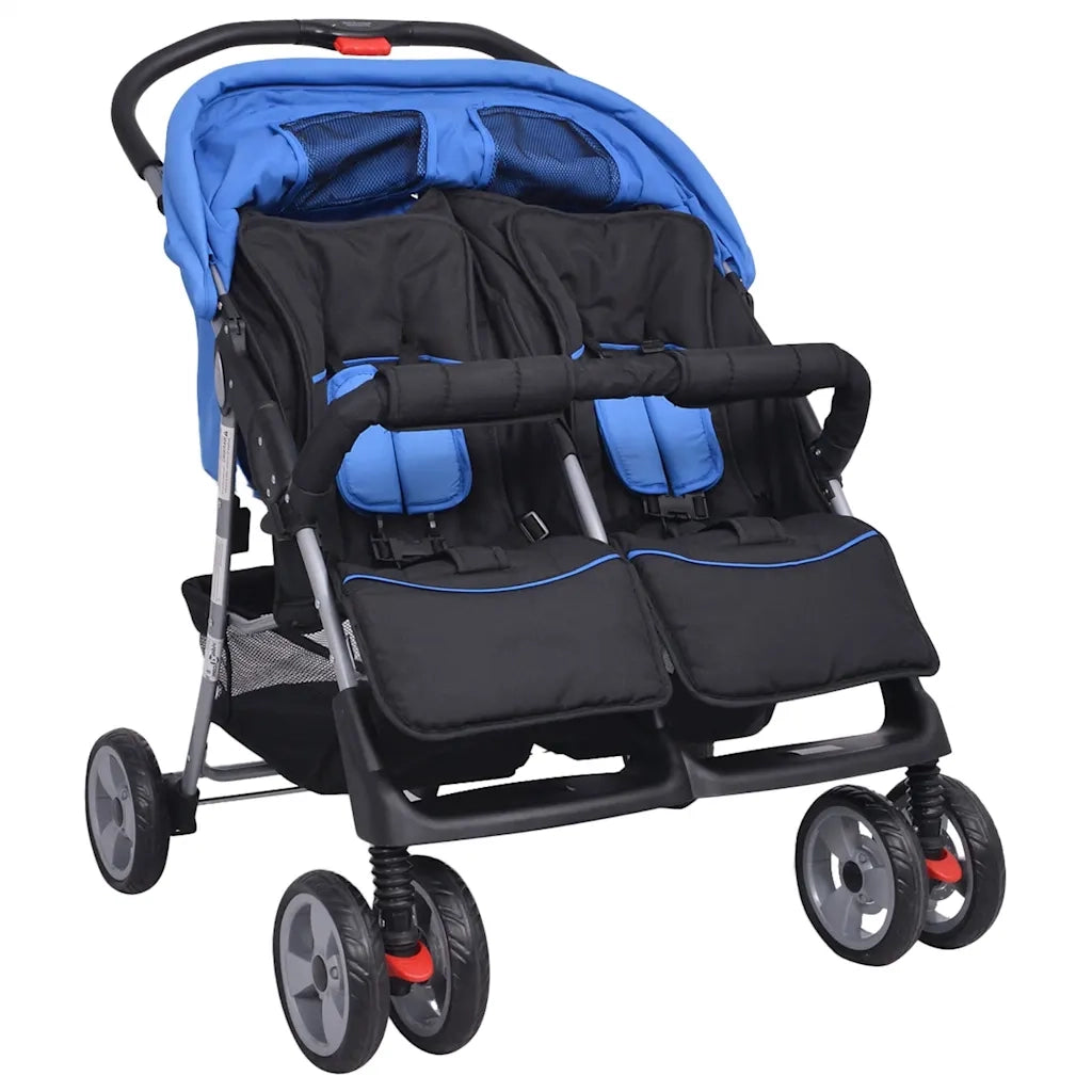 Passeggino Gemellare in Acciaio Blu e Nero 10109