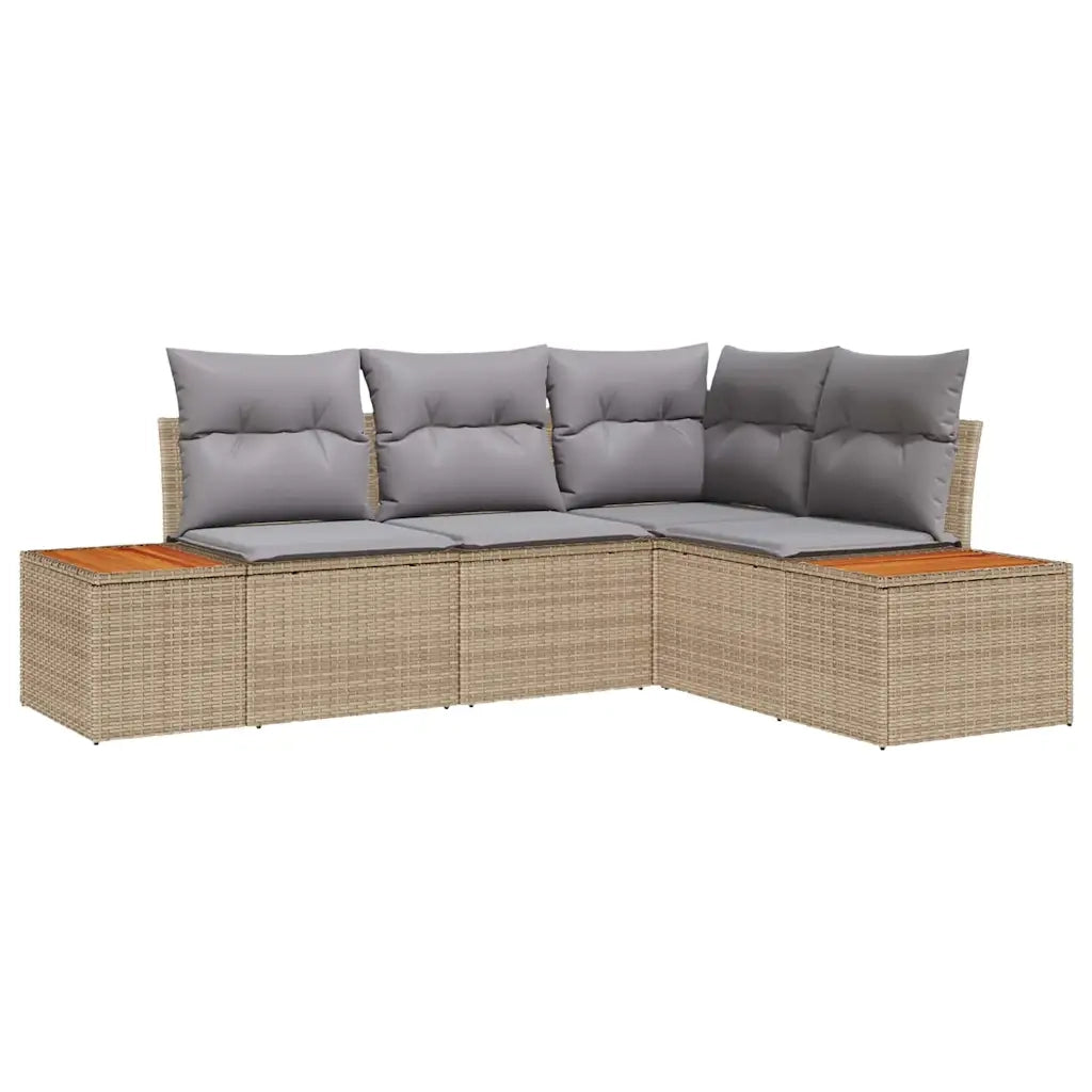Set Divano da Giardino 4 pcs Beige e Grigio Chiaro Polyrattan 3356745