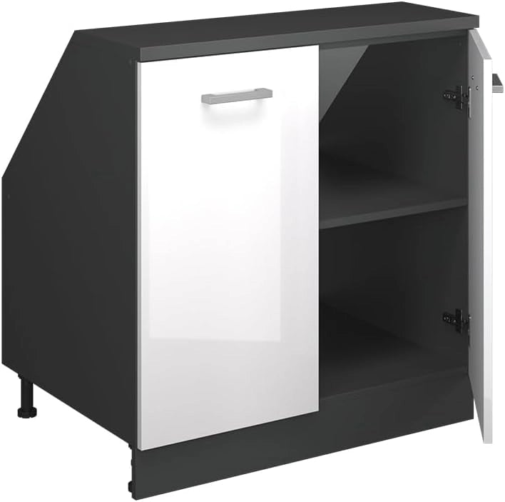 Pensile da cucina R-Line, Calcestruzzo nero, 60 cm, per la libera combinazione all'interno di sistemi cucina modulari