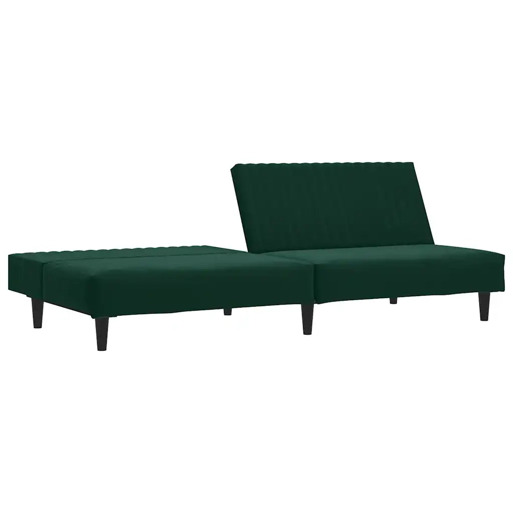 Divano Letto a 2 Posti Verde Scuro in Velluto 375928