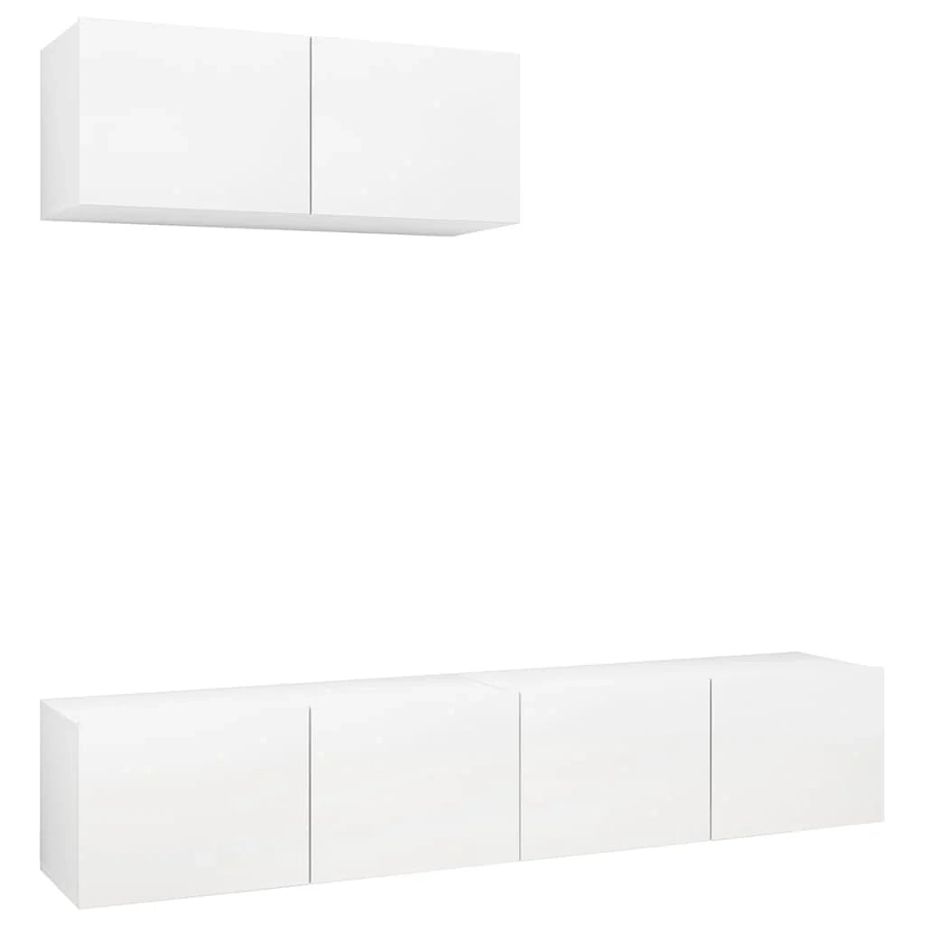 Mobile TV multimediale scaffale TV credenza mobile TV sala da pranzo soggiorno camera da letto 3 pezzi legno ingegnerizzato bianco 02_0028659