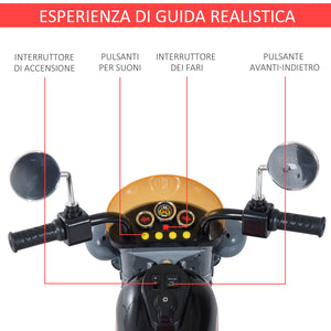 Easycomfort Mini Moto Elettrica per Bambini da 37-72 Mesi 3 Ruote Batteria 6V PP Ferro, Velocità 2.5KM/h, 92×53×67cm