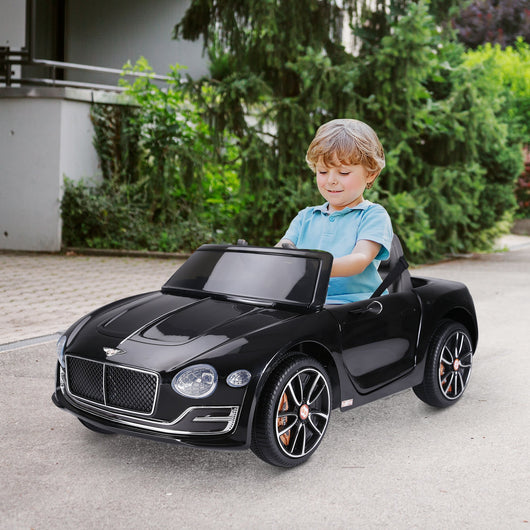 Easycomfort Macchina Elettrica per Bambini Bentley con 2 Portiere Guida Manuale e Telecomando, Fari e Suoni, 108x60x43cm, Nero