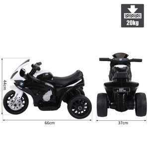 Easycomfort Moto Elettrica per Bambini Max. 20kg con Licenza BMW, Macchina Elettrica con 3 Ruote, Batteria Ricaricabile 6V, Bianco Nera, 66x37x44cm