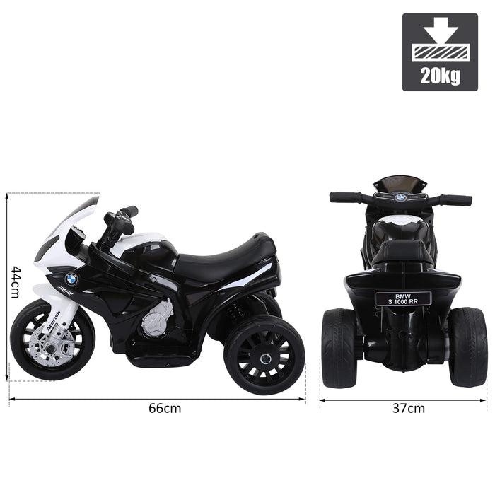 Easycomfort Moto Elettrica per Bambini Max. 20kg con Licenza BMW, Macchina Elettrica con 3 Ruote, Batteria Ricaricabile 6V, Bianco Nera, 66x37x44cm