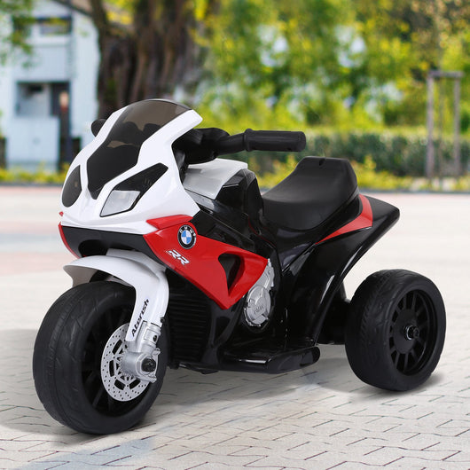 Easycomfort Moto Elettrica per Bambini Max. 20kg con Licenza BMW, 3 Ruote, Batteria Ricaricabile 6V, Bianco Rosso, 66x37x44cm