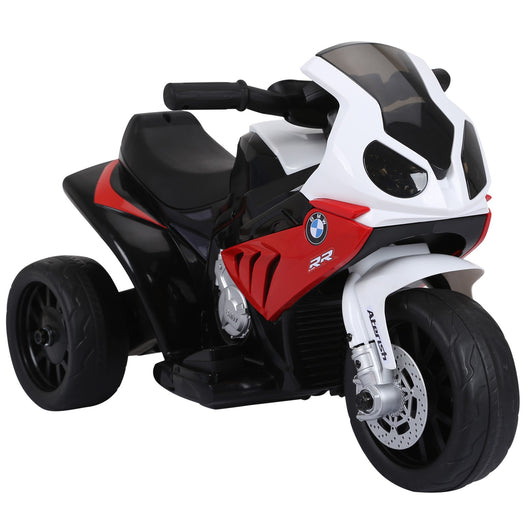 Easycomfort Moto Elettrica per Bambini Max. 20kg con Licenza BMW, 3 Ruote, Batteria Ricaricabile 6V, Bianco Rosso, 66x37x44cm