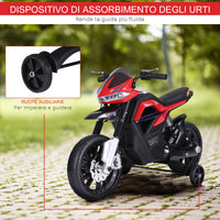 Easycomfort Moto Elettrica per Bambini da 6V con Rotelle, Fari e Musica, in PP e Metallo, 105x52.3x62.3 cm, Rosso
