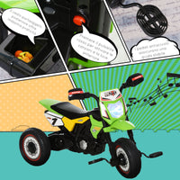 Easycomfort Triciclo per Bambini Stile Moto a Pedali con Luci e Suoni, 3 Ruote Larghe, Età 18-36 Mesi, 71x40x51cm, Verde