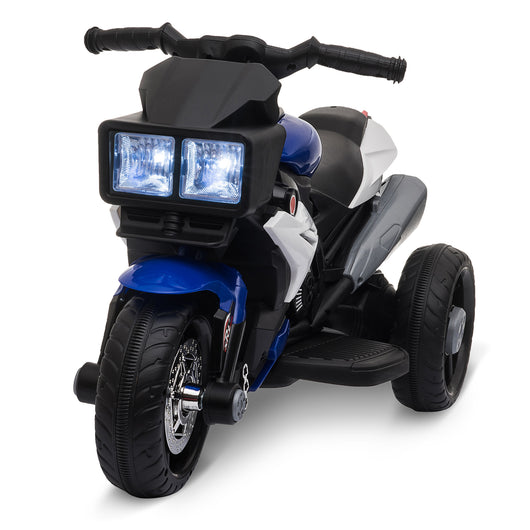 Easycomfort Moto Elettrica per Bambini 3-5 Anni 6V (max. 25kg), Velocità 3km/h, con 3 Ruote, Luci e Suoni, Blu e Nero, 86x42x52cm
