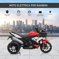 Easycomfort Moto Elettrica per Bambini 3-5 Anni (max. 25kg) con 3 Ruote, Luci e Suoni, Batteria 6V, Rosso, 86x42x52cm