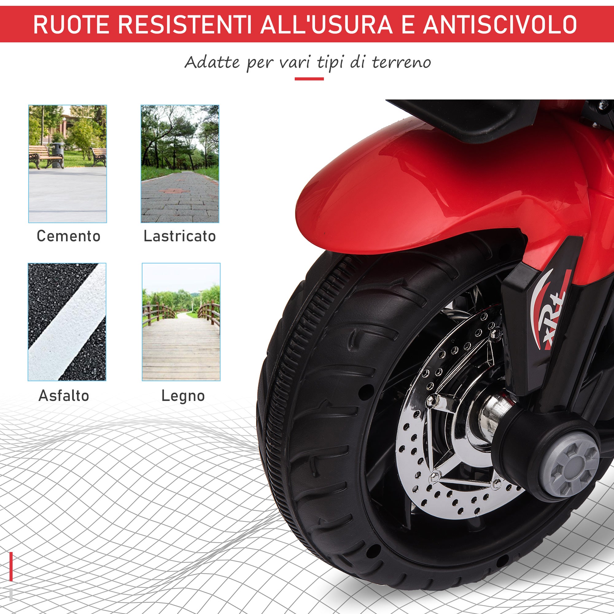 Easycomfort Moto Elettrica per Bambini 3-5 Anni (max. 25kg) con 3 Ruote, Luci e Suoni, Batteria 6V, Rosso, 86x42x52cm