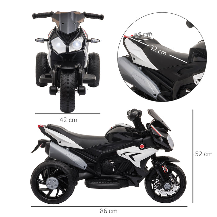 Easycomfort Moto Elettrica per Bambini 3-5 Anni Max. 25kg con Luci, Musica, Batteria 6V e Velocità 3km/h, 86cmx42cmx52cm Nera