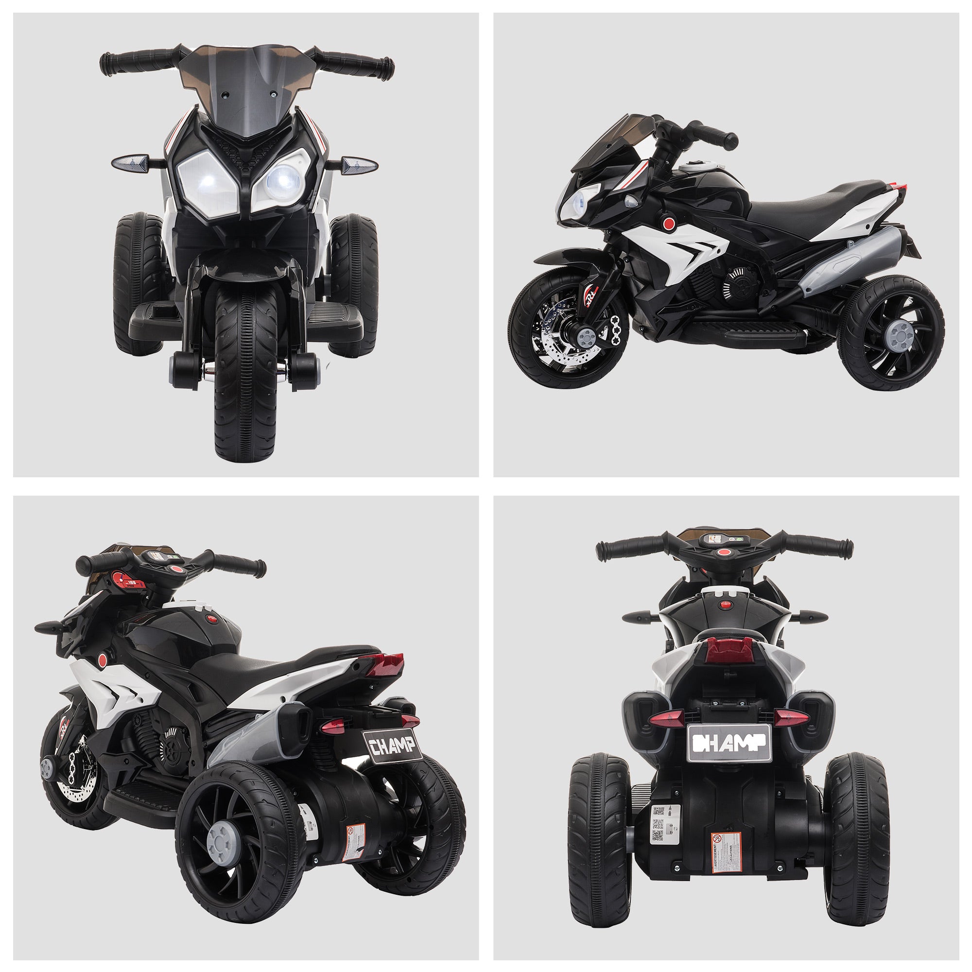 Easycomfort Moto Elettrica per Bambini 3-5 Anni Max. 25kg con Luci, Musica, Batteria 6V e Velocità 3km/h, 86cmx42cmx52cm Nera