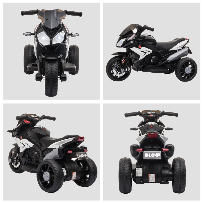 Easycomfort Moto Elettrica per Bambini 3-5 Anni Max. 25kg con Luci, Musica, Batteria 6V e Velocità 3km/h, 86cmx42cmx52cm Nera