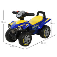Easycomfort Quad Giocattolo per Bambini 18-36 Mesi con Licenza GOODYEAR con Luci e Suoni Realistici, Blu e Giallo, 60x31x42cm