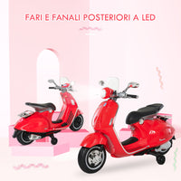 Easycomfort Moto Elettrica per Bambini con Licenza Ufficiale Vespa, 2 Rotelle, Luci e Suoni, 108x49x75 cm, Rossa
