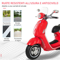 Easycomfort Moto Elettrica per Bambini con Licenza Ufficiale Vespa, 2 Rotelle, Luci e Suoni, 108x49x75 cm, Rossa