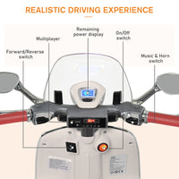 Easycomfort Moto Elettrica per Bambini con Licenza Ufficiale Vespa, 2 Rotelle, Luci e Suoni, 108x49x75 cm, Bianca