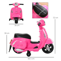 Easycomfort Moto Elettrica per Bambini con Licenza Ufficiale Vespa Batteria 6V, Fari e Clacson, per Bimbi da 18-36 mesi, Rosa, 66.5x38x52cm
