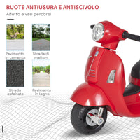 Easycomfort Moto Elettrica per Bambini con Licenza Ufficiale Vespa Batteria 6V, Fari e Clacson, per Bimbi da 18-36 mesi, Rosso, 66.5x38x52cm
