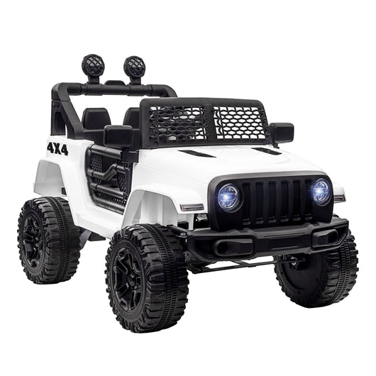 Easycomfort Macchina Elettrica per Bambini Jeep Fuoristrada con Telecomando e 2 Velocità, 100x65x72 cm, Bianco