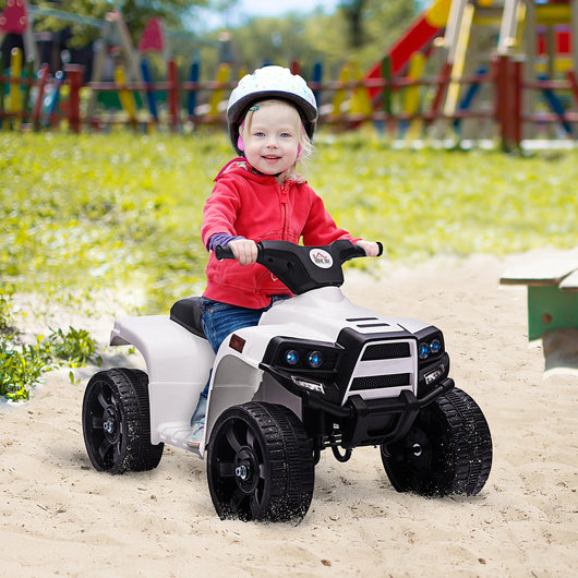 Easycomfort Quad Elettrico per Bambini ATV 6V, Quad per Bambini con Fari e Clacson, Velocità 3km/h, Età 18-36 Mesi, 65x40x43cm, Nero Bianco