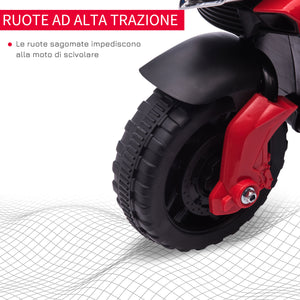 Easycomfort Moto Elettrica per Bambini con Fari e Clacson, Batteria 6V Velocità 3km/h, Età 18-48 Mesi, 88.5x42.5x49cm, Rosso
