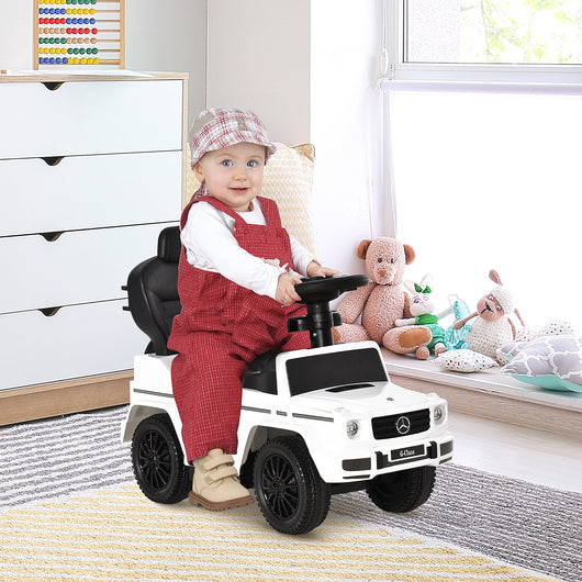 Easycomfort Macchina a Spinta per Bambini 12-36 Mesi con Licenza Mercedes, Tettuccio e Maniglia di Spinta, 85.5x40.5x95 cm, Bianco