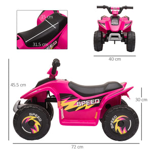 Easycomfort Quad per Bambini Elettrico con Batteria Ricaricabile 6V, e Velocità 2.8-4.6km/h, 72x40x45.5 cm, Rosa