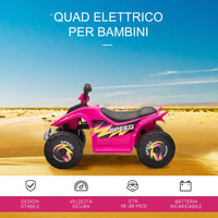 Easycomfort Quad per Bambini Elettrico con Batteria Ricaricabile 6V, e Velocità 2.8-4.6km/h, 72x40x45.5 cm, Rosa