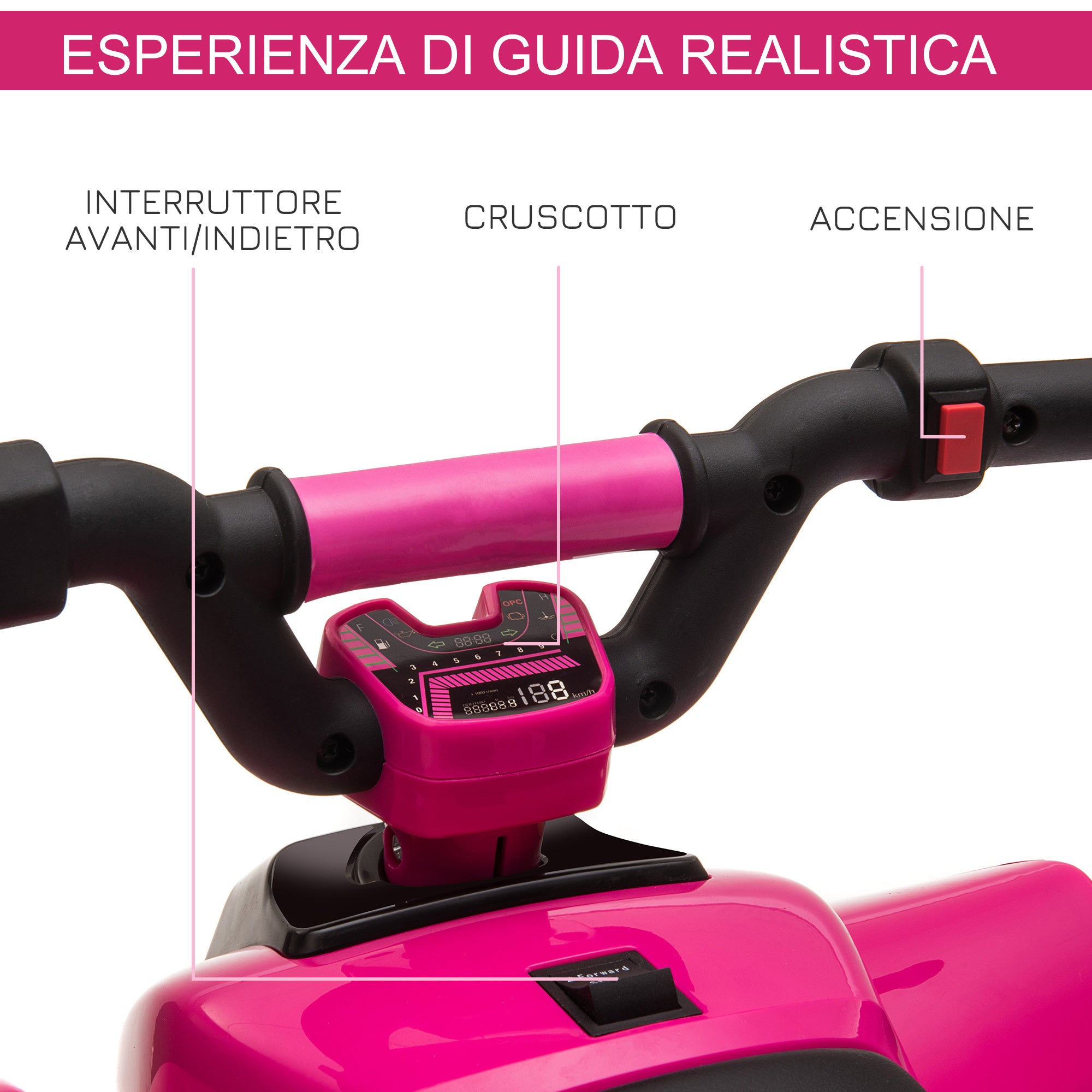Easycomfort Quad per Bambini Elettrico con Batteria Ricaricabile 6V, e Velocità 2.8-4.6km/h, 72x40x45.5 cm, Rosa