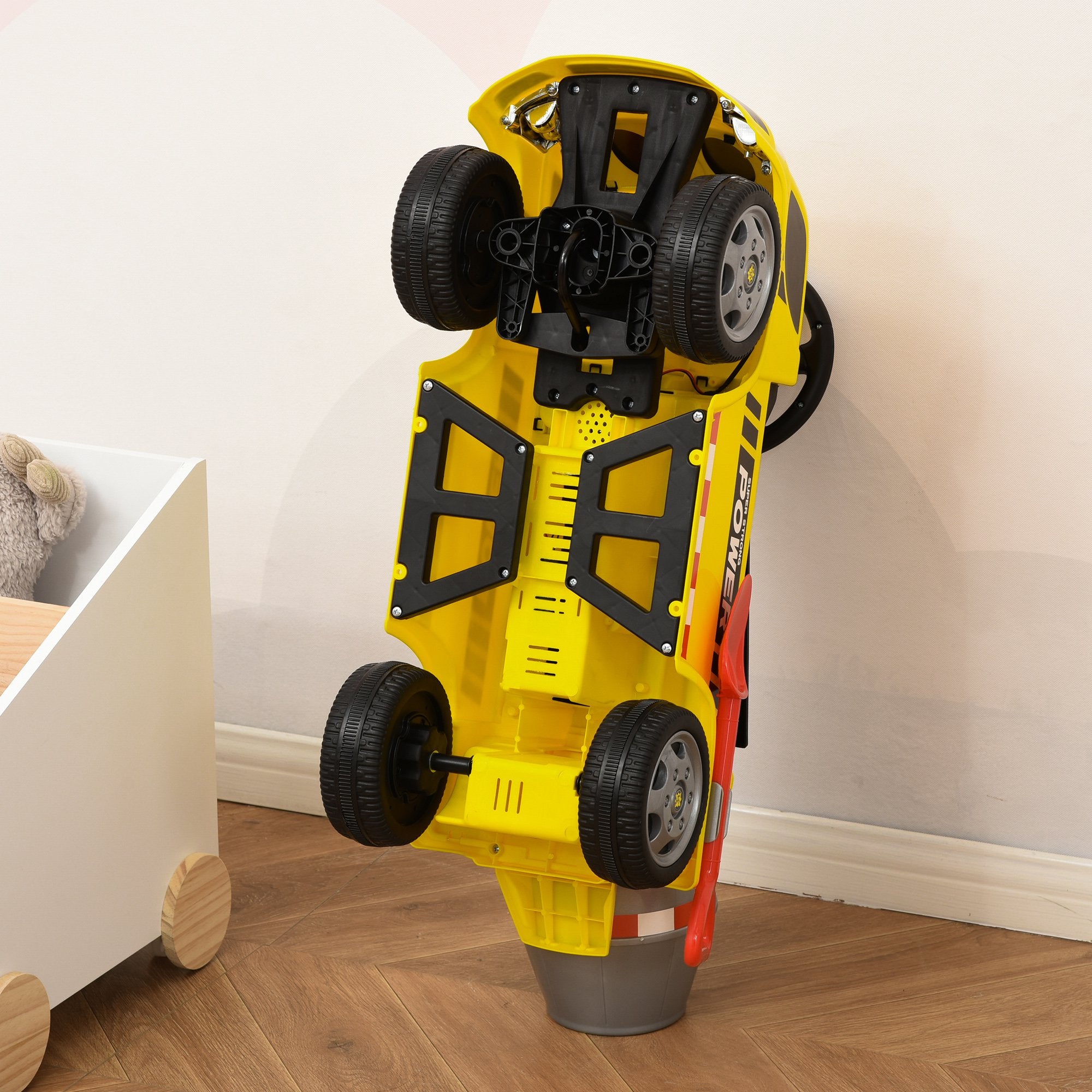 Easycomfort Macchina per Bambini Cavalcabile 2 in 1 con Betoniera, Luci e Suoni, Età 18-36 Mesi, 78x28.2x42cm, Giallo