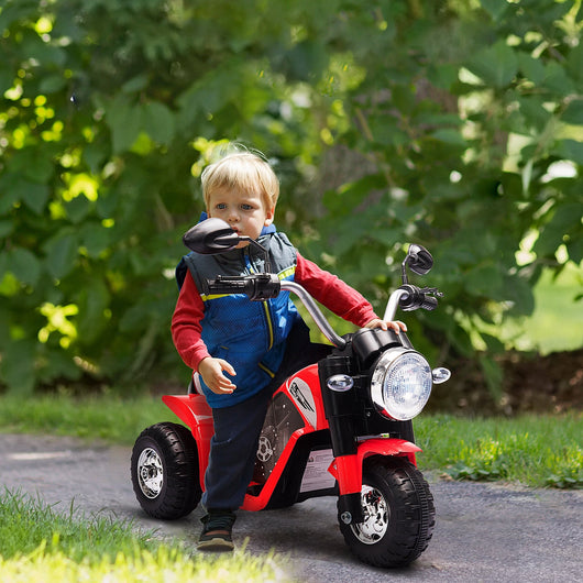 Easycomfort Moto Elettrica per Bambini a 3 Ruote con Luci e Suoni, Batteria Ricaricabile 6V, Velocità 2 km/h, per Bimbi da 18-36 Mesi, 72x57x56cm Rossa