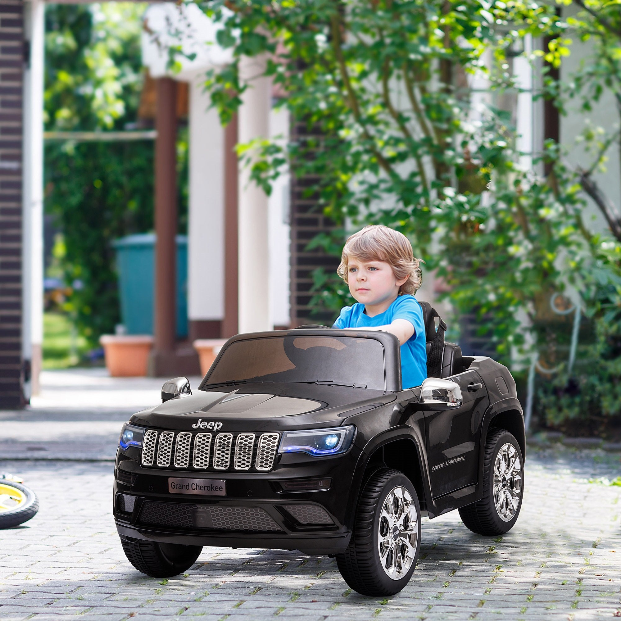 Easycomfort Macchina Elettrica Jeep per Bambini 12V, Guida Manuale e con Telecomando Velocità 0-3km/h, 114x76x58cm, Nero