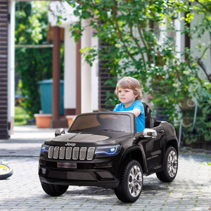 Easycomfort Macchina Elettrica Jeep per Bambini 12V, Guida Manuale e con Telecomando Velocità 0-3km/h, 114x76x58cm, Nero