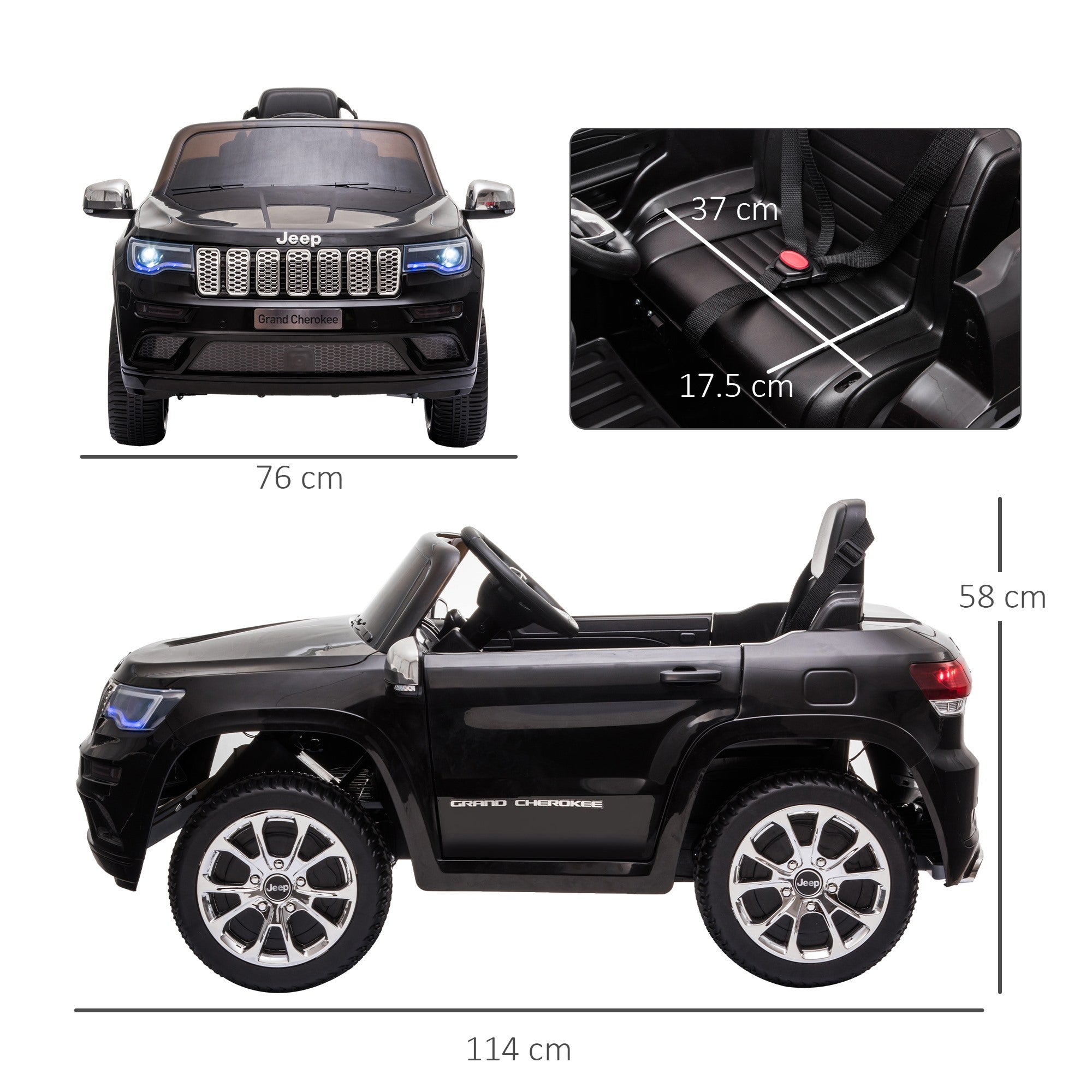 Easycomfort Macchina Elettrica Jeep per Bambini 12V, Guida Manuale e con Telecomando Velocità 0-3km/h, 114x76x58cm, Nero