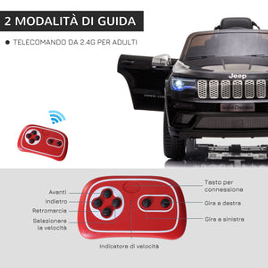 Easycomfort Macchina Elettrica Jeep per Bambini 12V, Guida Manuale e con Telecomando Velocità 0-3km/h, 114x76x58cm, Nero