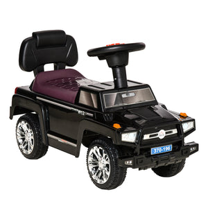 Easycomfort Macchina Giocattolo Fuoristrada per Bambini Cavalcabile con Volante, Fari e Musiche, Età 18-36 Mesi, 68x30.5x41.5cm, Nero