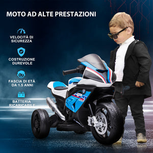 Easycomfort Moto per Bambini 18-60 Mesi Modello BMW HP4 con Fari, Musica e Pedali, in PP e Metallo, 82.5x42x54 cm, Blu
