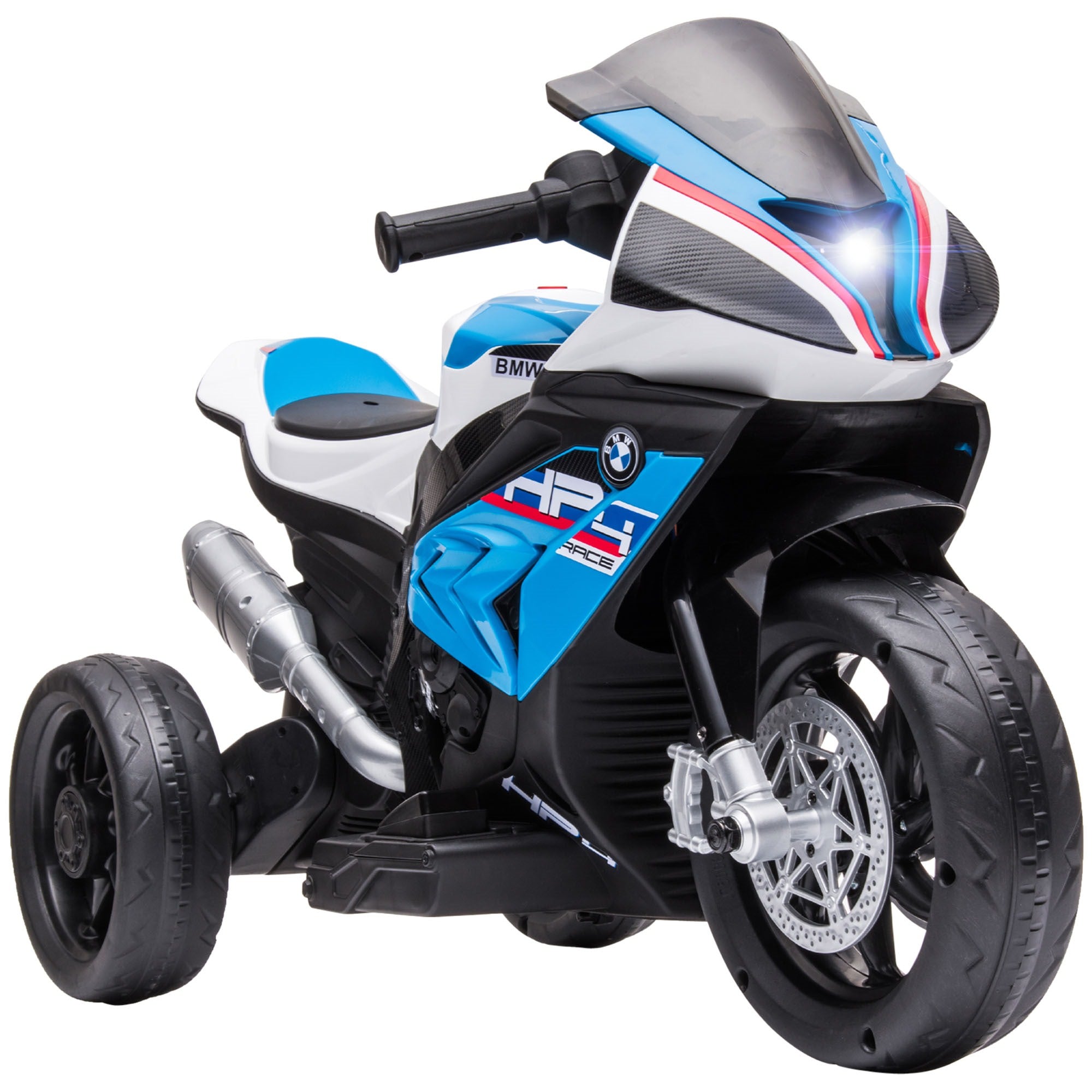 Easycomfort Moto per Bambini 18-60 Mesi Modello BMW HP4 con Fari, Musica e Pedali, in PP e Metallo, 82.5x42x54 cm, Blu