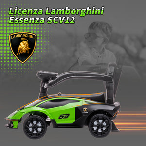 Easycomfort Lamborghini Macchina per Bambini 2 in 1, Macchinina a Spinta con Maniglione e Barriera di Sicurezza, Volante e Clacson, Verde
