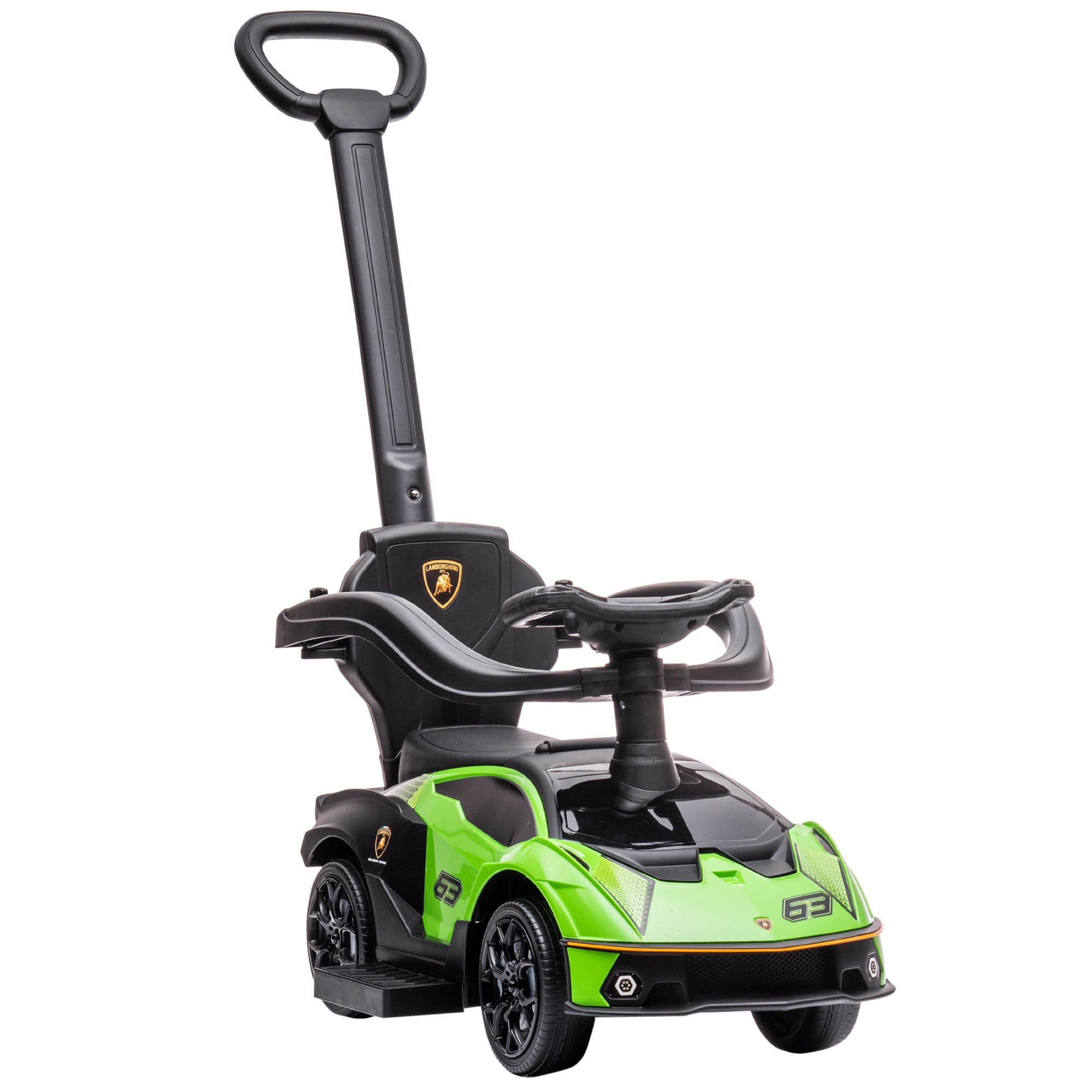 Easycomfort Lamborghini Macchina per Bambini 2 in 1, Macchinina a Spinta con Maniglione e Barriera di Sicurezza, Volante e Clacson, Verde
