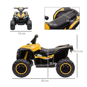 Easycomfort Quad Elettrico per Bambini 12V, 2 Velocità, Ruote Larghe con Sospensioni e Fari LED, Età 3-5 Anni, Giallo