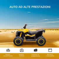 Easycomfort Quad Elettrico per Bambini 12V, 2 Velocità, Ruote Larghe con Sospensioni e Fari LED, Età 3-5 Anni, Giallo